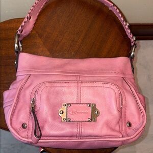 B Makowsky  shoulder bag  satchel smooth leather  faded rose  whip stitch strap